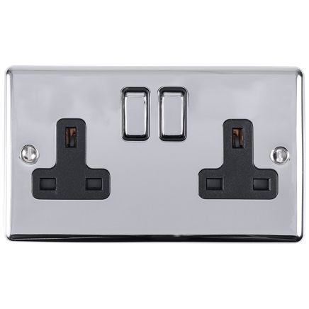 Eurolite Enhance Decorative 2 Gang Socket Polished Chrome