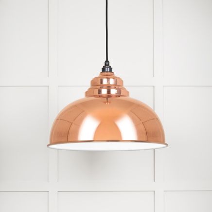 White Gloss Harborne Pendant in Copper