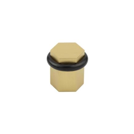 Burlington Hexagonal Floor Mounted Doorstops Satin Brass - By Frelan Hardware - BUR965SB