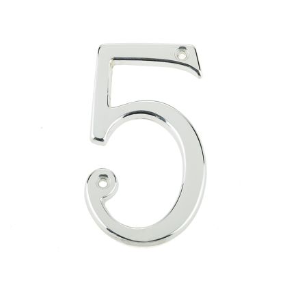 Jedo 75mm Screw Fix Numerals Polished Chrome No. 5 - By Frelan Hardware - JNPC-5