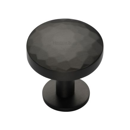 Heritage Brass Cabinet Knob Round Hammered Design with Rose 32mm Matt Bronze finish