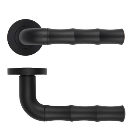 Zoo Hardware Vasco Lever On Round Rose - Oscuro Matt Black