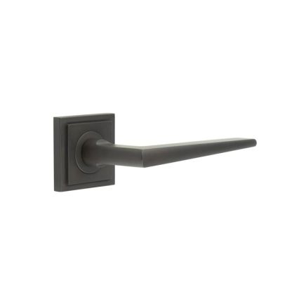 Mayfair Door Handle on Square Stepped Rose Dark Bronze - By Frelan Hardware - BUR10KIT85