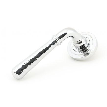 Pol. Chrome Hammered Newbury Lever on Rose Set (Art Deco)