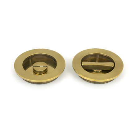 Aged Brass 75mm Plain Round Pull - Privacy Set