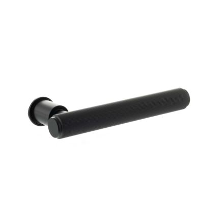 Millhouse Brass Stephenson Lever Door Handle on Concealed Round Rose - Matt Black (Pair)