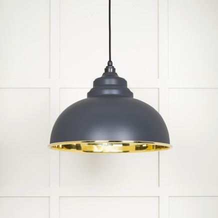Smooth Brass Harborne Pendant in Slate