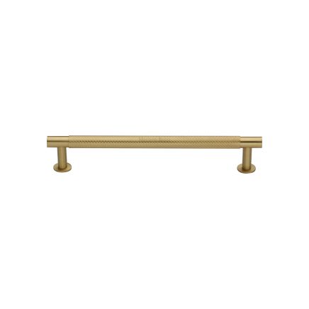 Heritage Brass Cabinet Pull Partial Knurled Design with 16mm Rose 128mm CTC Satin Brass finish