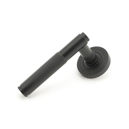 Matt Black Brompton Lever on Rose Set (Beehive Rose)