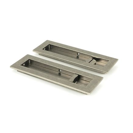 Pewter 175mm Plain Rectangular Pull - Privacy Set