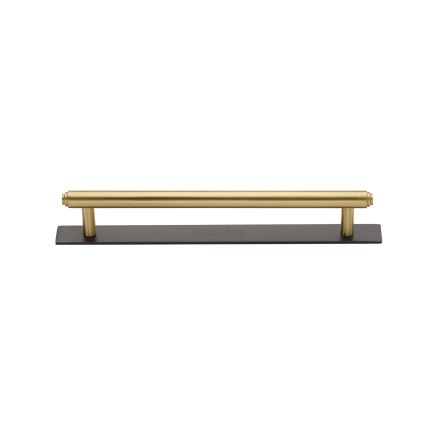 Heritage Brass Cabinet Pull Step Design with Plate 128mm CTC Matt Bronze/Satin Brass Finish