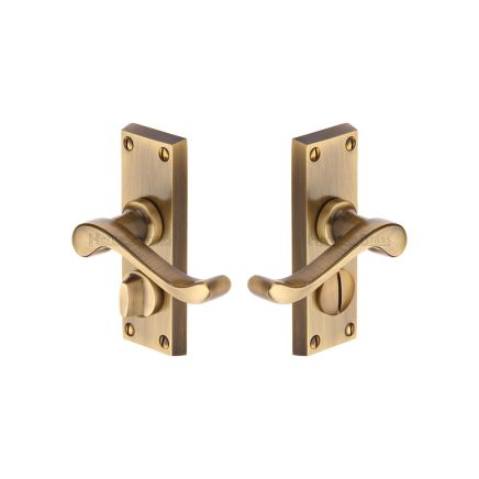 Heritage Brass Door Handle for Privacy Set Bedford Short Design Antique Brass finish