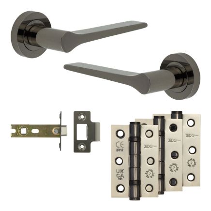 Complete Gio Door Handle Pack - Internal Doors - Black Nickel - 76mm / 3-inch Hinges - JE-E3B-BN