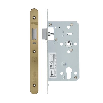 Zoo Hardware 2 Piece - DIN night latch - 72mm c/c - backset 60mm - radius - Antique Brass