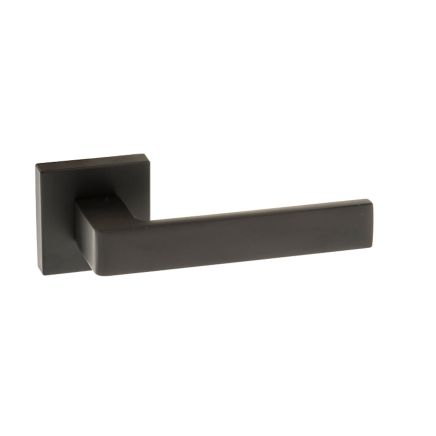 Forme Asti Lever Door Handle on Minimal Square Rose - Matt Black (Pair)