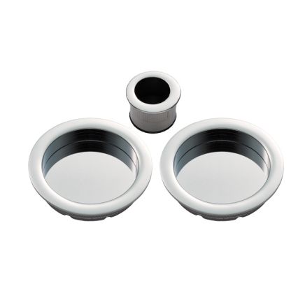 Sliding Door Rose With Flush Pull - Polished Chrome