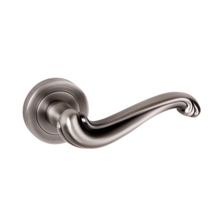 Old English Colchester Lever Door Handle on Round Rose - Matt Gun Metal (Pair)