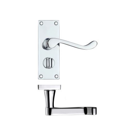 Zoo Hardware Project Victorian scroll lever on privacy backplate -114mm x 40mm - Polished Chrome