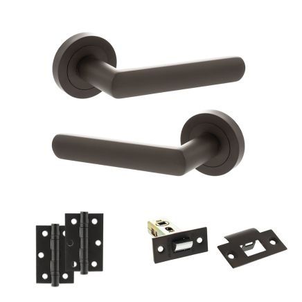 STATUS Carolina Door Handle Pack (Latch Set - 2.5" Latch, 3" Hinges x2) - Urban Dark Bronze