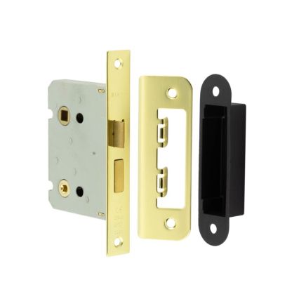 Jedo Kontrax Bathroom locks with Square Forend & Radiused Strike Plate 76mm Electro Brassed - By Frelan Hardware - JL460EB