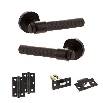 Senza Pari Fasana Door Handle Pack (Latch Set - 2.5" Latch, 3" Hinges x2) - Urban Dark Bronze