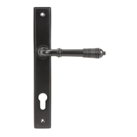 Aged Bronze Reeded Slimline Lever Espag. Lock Set