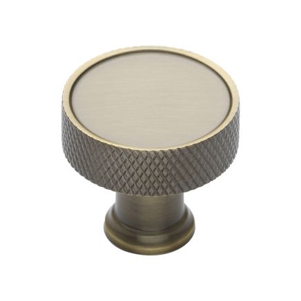 Heritage Brass Cabinet Knob Florence Knurled Design 32mm Antique Brass finish