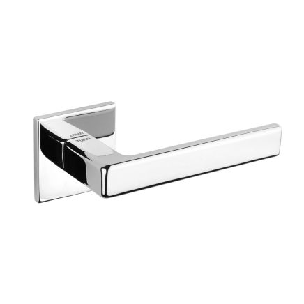 Tupai Rapido 5S Line Portel Lever Door Handle on 5mm Slimline Square Rose - Bright Polished Chrome (Pair)