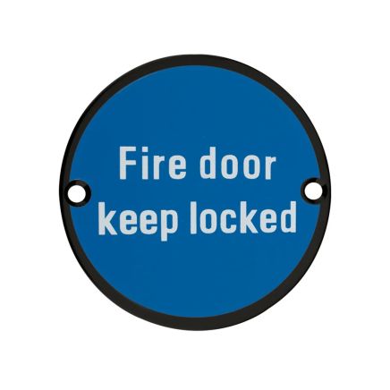 Zoo Hardware Fire Door Keep Locked - 76mm dia - Black
