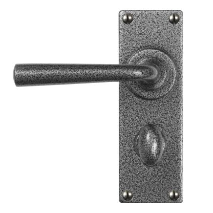 Pastow Lever Handle on Backplate (Bathroom - Left Hand) - Forged Steel