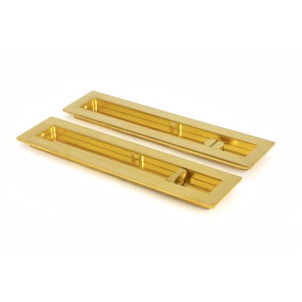 Polished Brass 250mm Plain Rectangular Pull - Privacy Set
