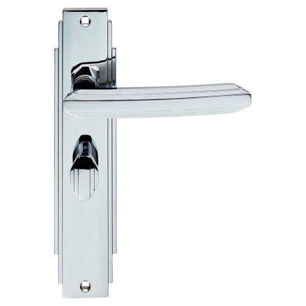 Art Deco Lever On Wc Backplate - Polished Chrome