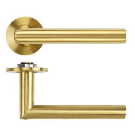 Zoo Hardware Lugano Lever on 4mm Round Slim Sprung Rose - PVD Satin Brass