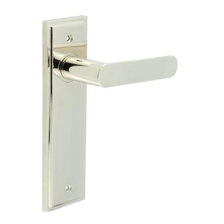 Kensington Door Handle Latch Backplate Polished Nickel - By Frelan Hardware - BUR25KIT164