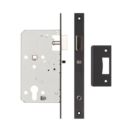 72mm Black Din Euro Nightlatch 60mm Backset - By Frelan Hardware - JL-DNL60MB