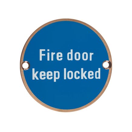 Zoo Hardware Fire Door Keep Locked - 76mm dia - PVD Bronze