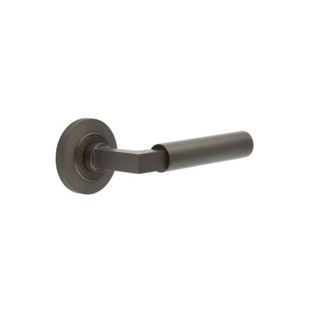 Westminster Door Handle on Chamfered Rose Dark Bronze - By Frelan Hardware - BUR30KIT80