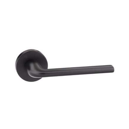 Forme Milly Lever Door Handle on Minimal Round Rose - Matt Black (Pair)