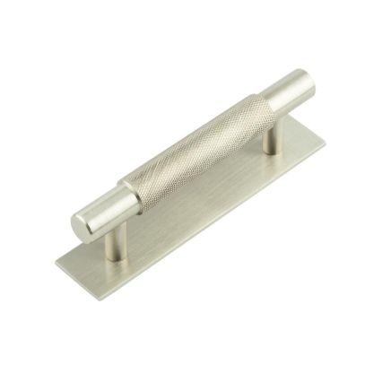 Hoxton Taplow Cabinet Handles 96mm Ctrs Plain Backplate Satin Nickel - By Frelan Hardware - HOX-2050SN-5050SN