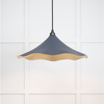 Smooth Brass Flora Pendant in Slate