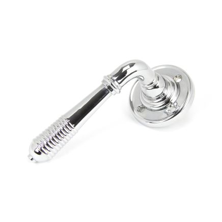 Polished Chrome Reeded Lever on Rose Set