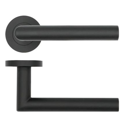 Zoo Hardware Lugano Lever on Round Rose - Black