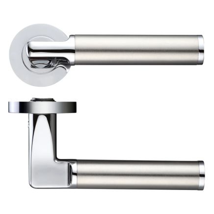 Zoo Hardware Milan lever on round rose - Polished Chrome / Satin Stainless