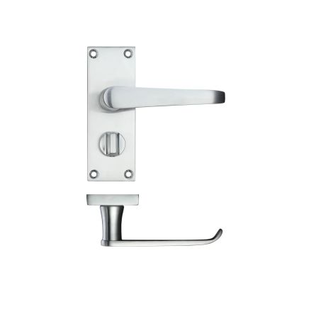Zoo Hardware Project Victorian flat lever on privacy backplate - 114 x 40mm - Satin Chrome