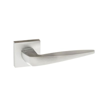 Forme Foglia Lever Door Handle on Minimal Square Rose - Satin Chrome (Pair)