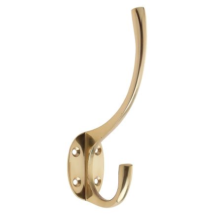Zoo Hardware Hat and Coat Hook 5" Height 2" Projection - Brass