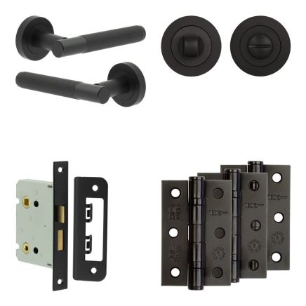 Complete Venice Door Handle Pack - Bathroom - Black - By Frelan Hardware - JE-F6B3-MB