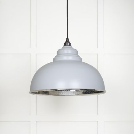 Hammered Nickel Harborne Pendant in Birch