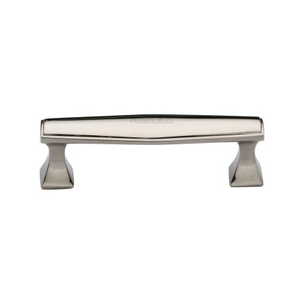 Heritage Brass Cabinet Pull Deco Design 96mm CTC Polished Nickel Finish