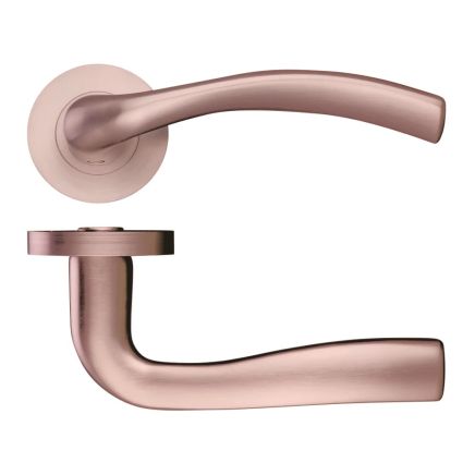 Zoo Hardware Siena lever on round rose - Tuscan Rose Gold